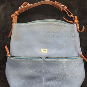 Dooney & Bourke Blue and Brown Leather Shoulder Bag